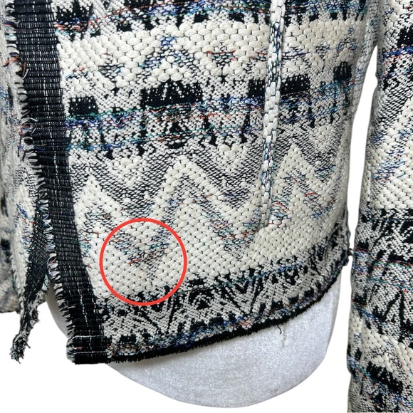 Iro - Women’s ‘Kroe’ Tweed Jacket, Tribal Chevron Print - White Size 36 FR 4 US - Picture 16 of 17